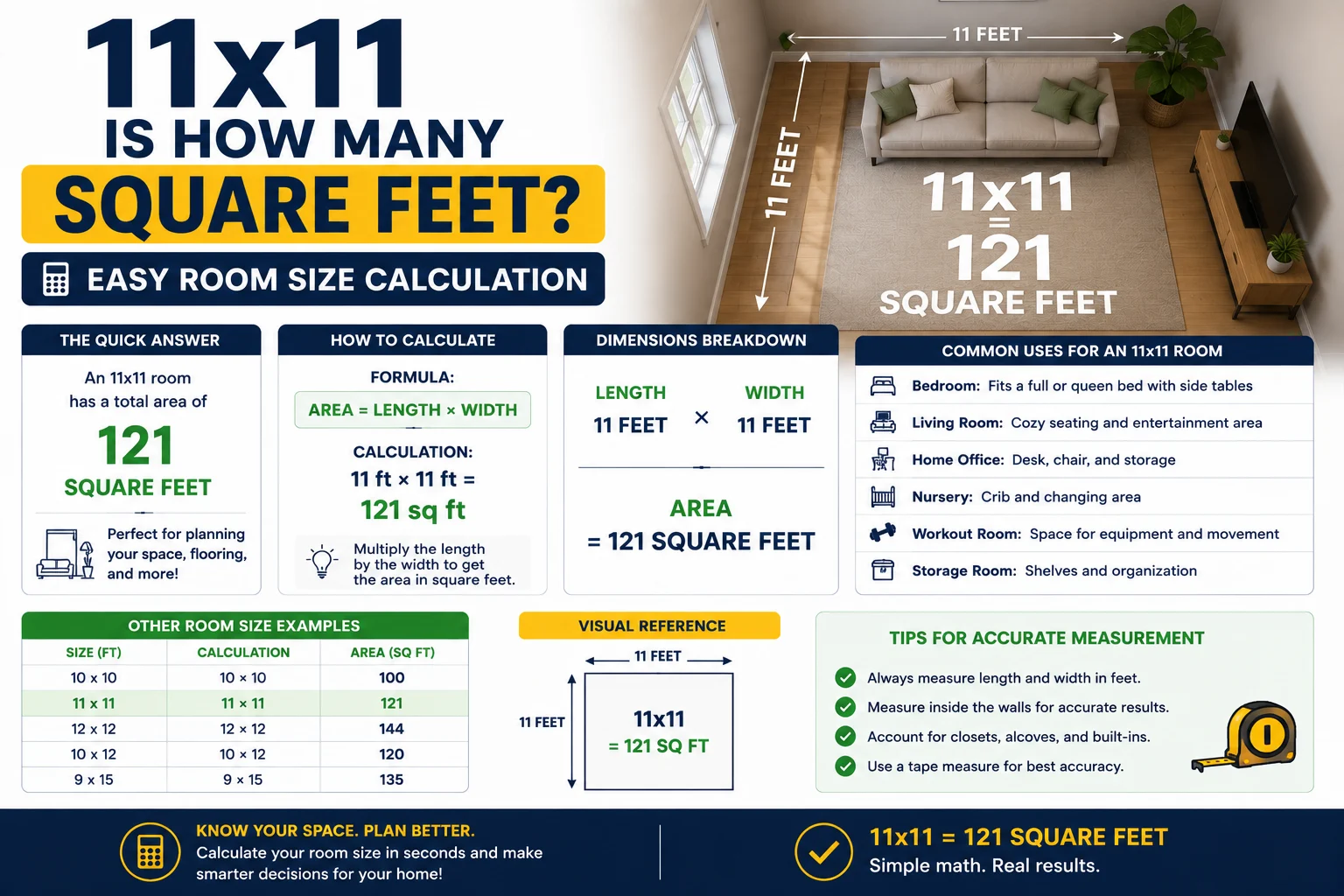 11x11 is how many square feet,