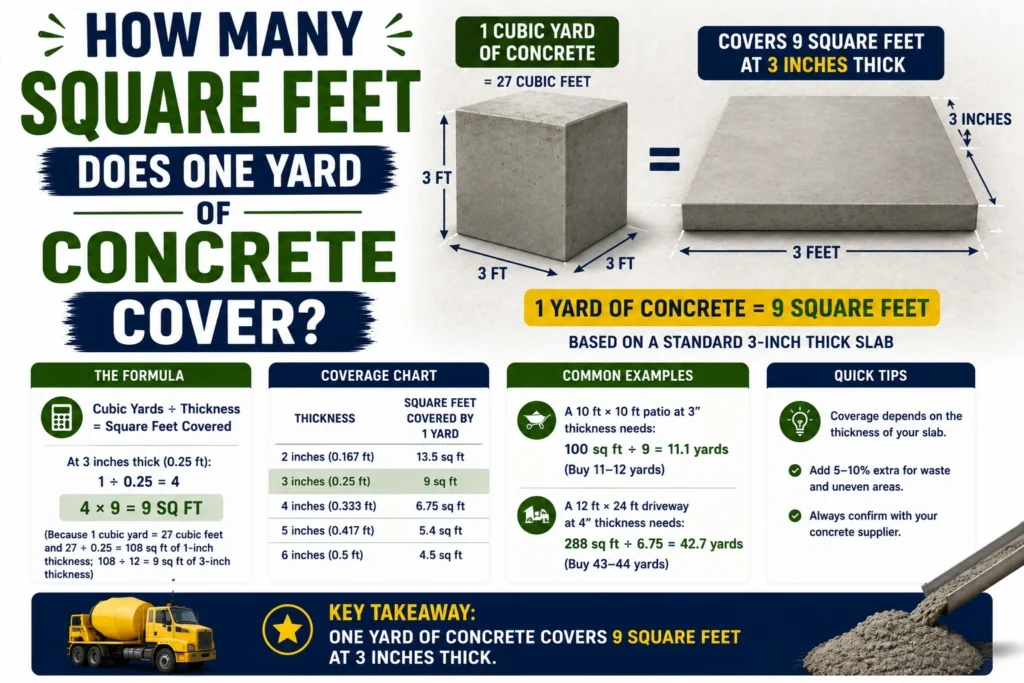 How Many Square Feet Does One Yard of Concrete Cover?