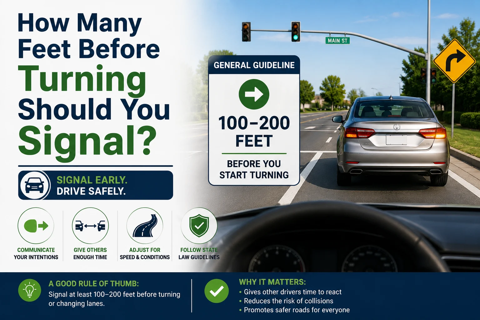 how many feet before turning should you signal
