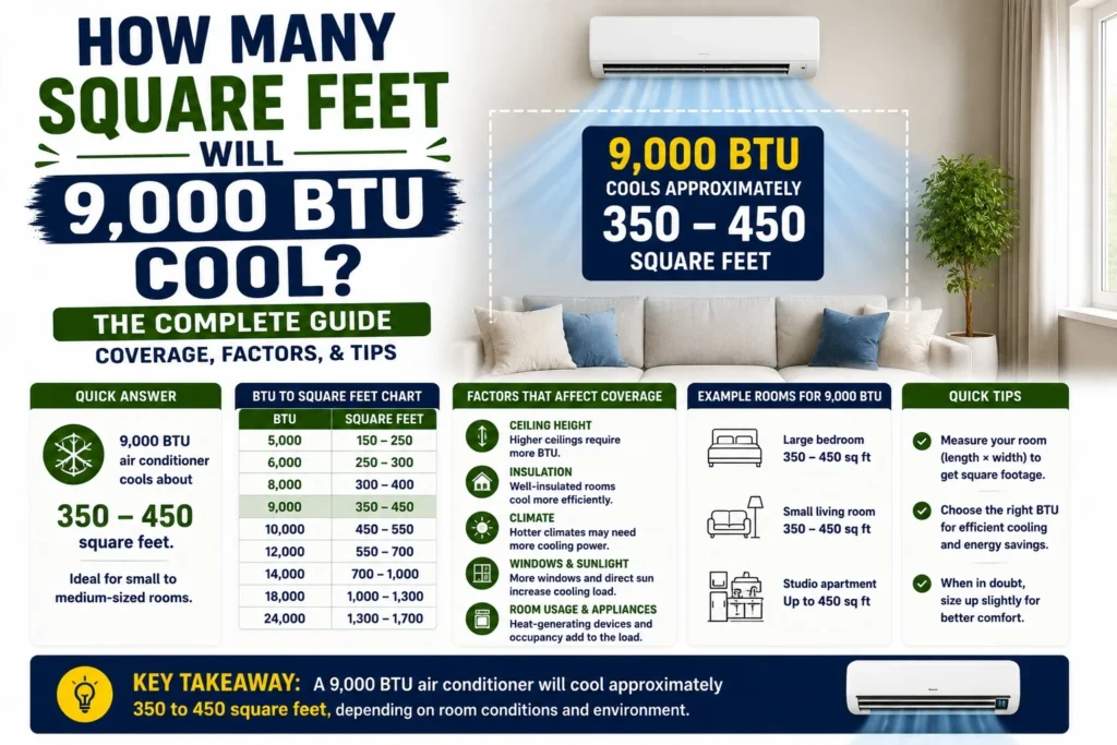 How Many Square Feet Will 9,000 BTU Cool