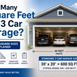 how many square feet is a 3 car garage