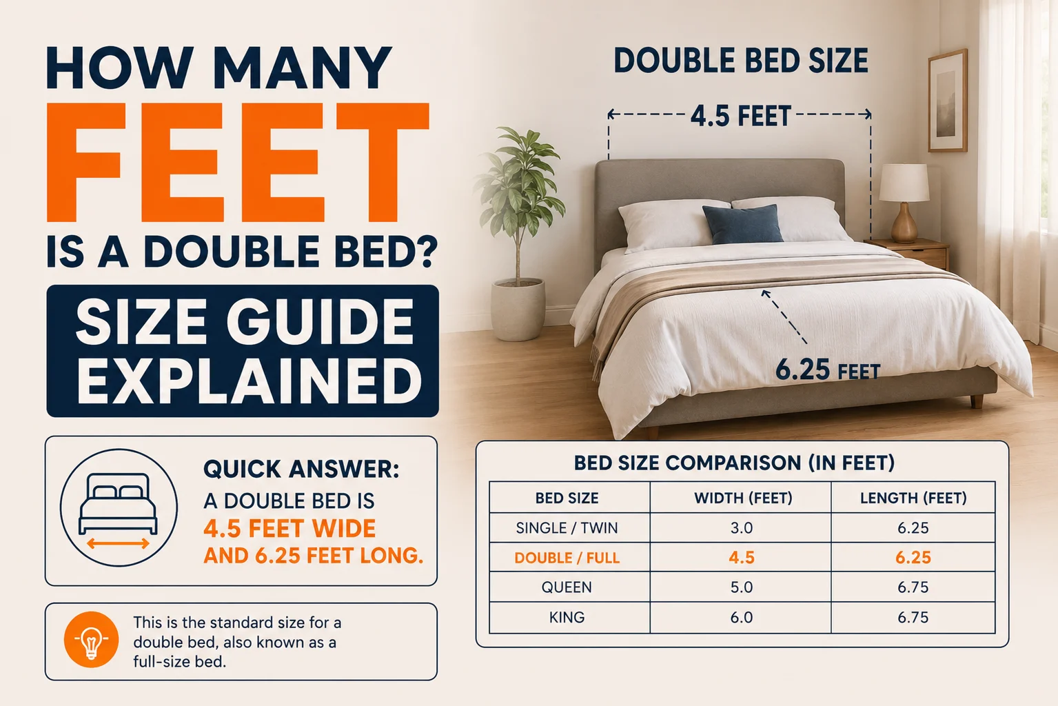 how many feet is a double bed