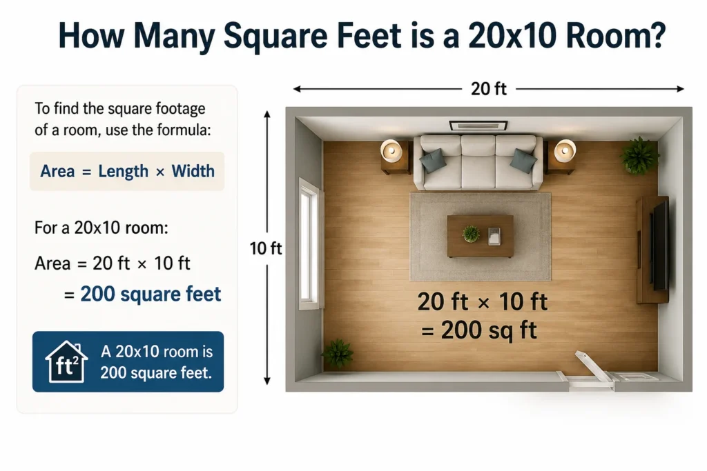how many square feet is a 20x10 room