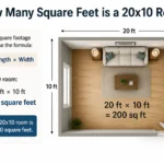 how many square feet is a 20x10 room