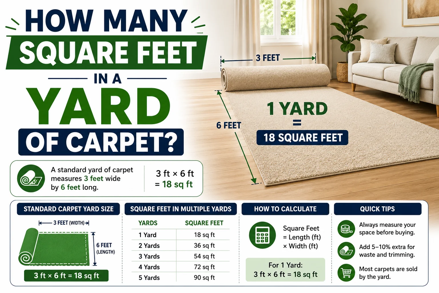 How Many Square Feet in a Yard of Carpet
