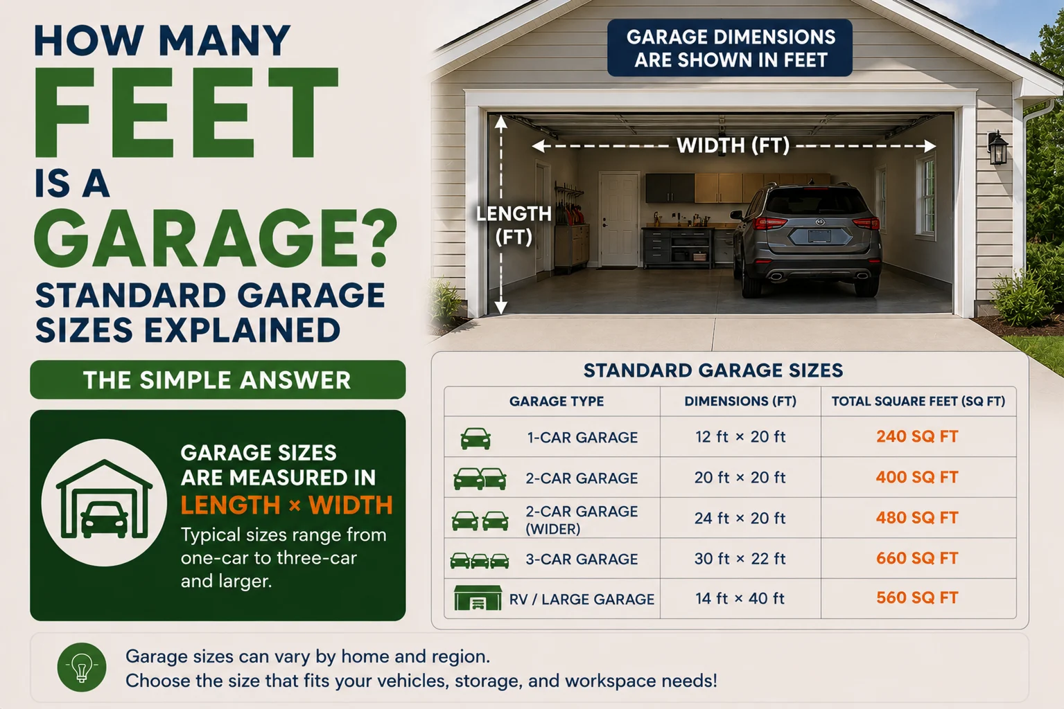 How Many Feet Is a Garage? Standard Garage Sizes Explained
