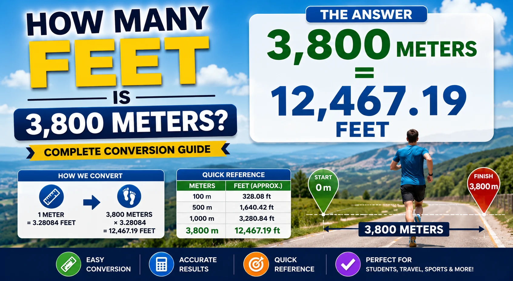 -How Many Feet Is 3,800 Meters
