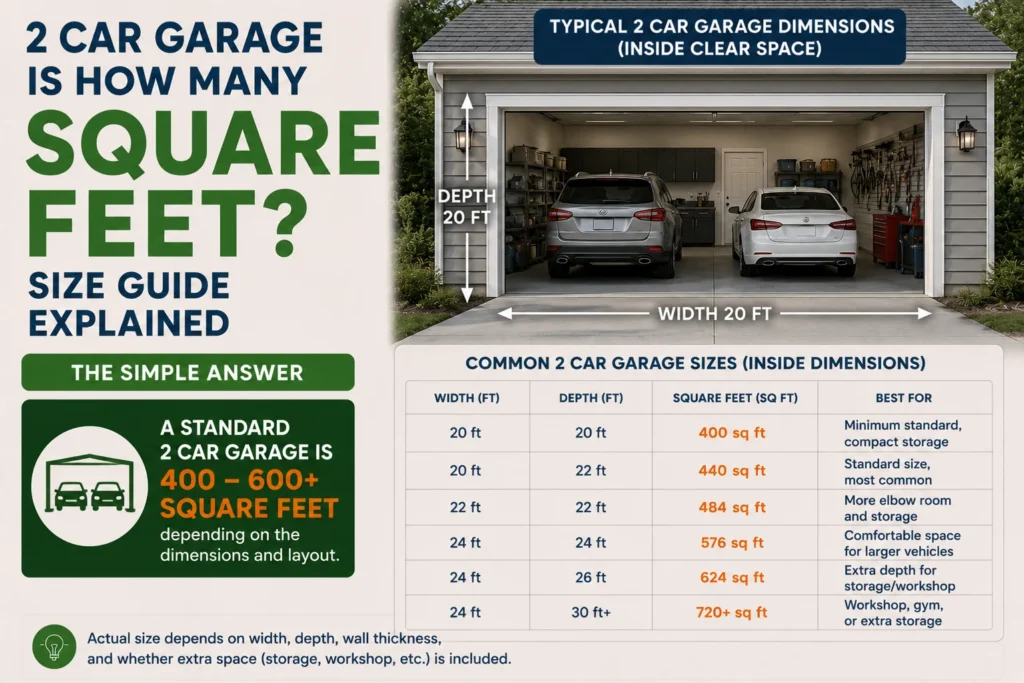 2 Car Garage Is How Many Square Feet? Size Guide Explained