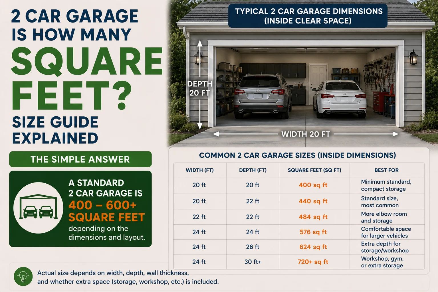2 Car Garage Is How Many Square Feet? Size Guide Explained