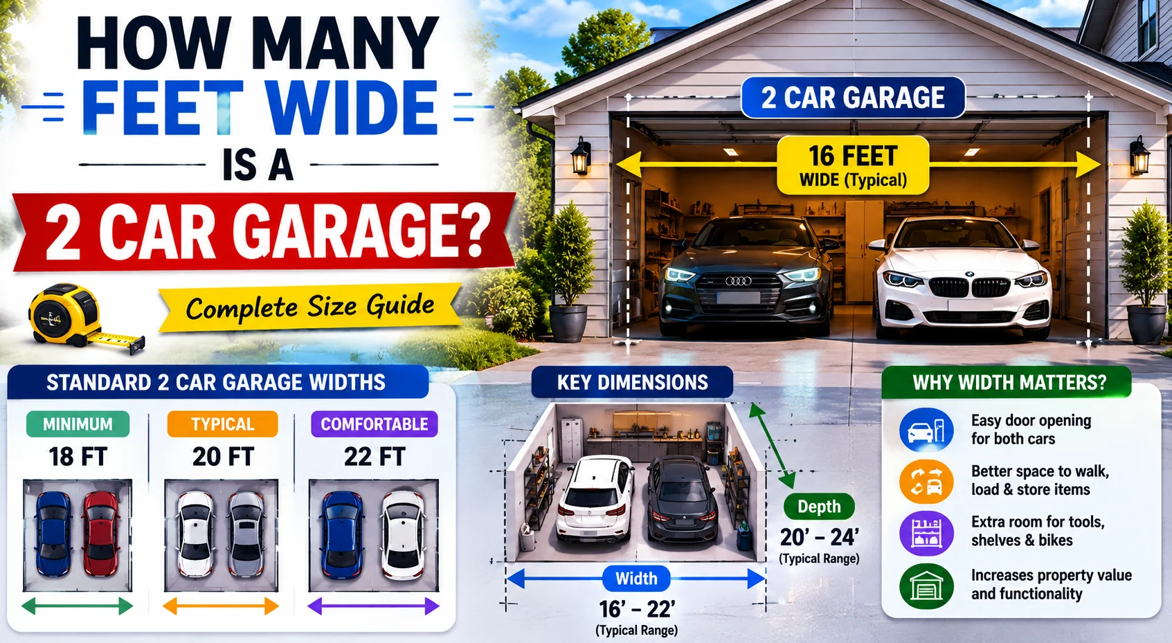 How Many Feet Wide Is a 2 Car Garage