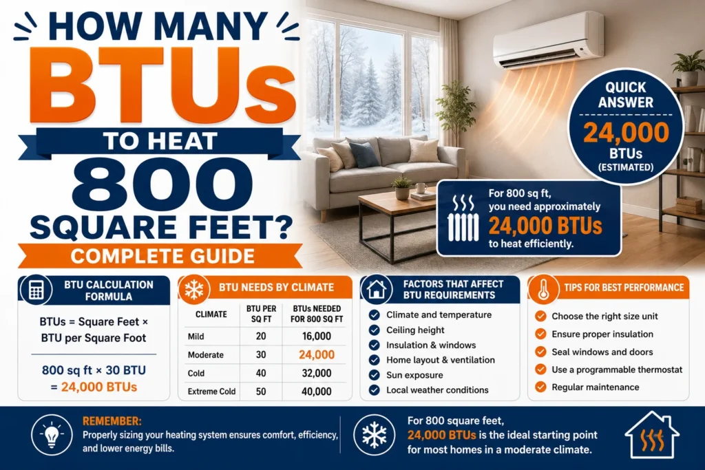 How Many BTUs to Heat 800 Square Feet
