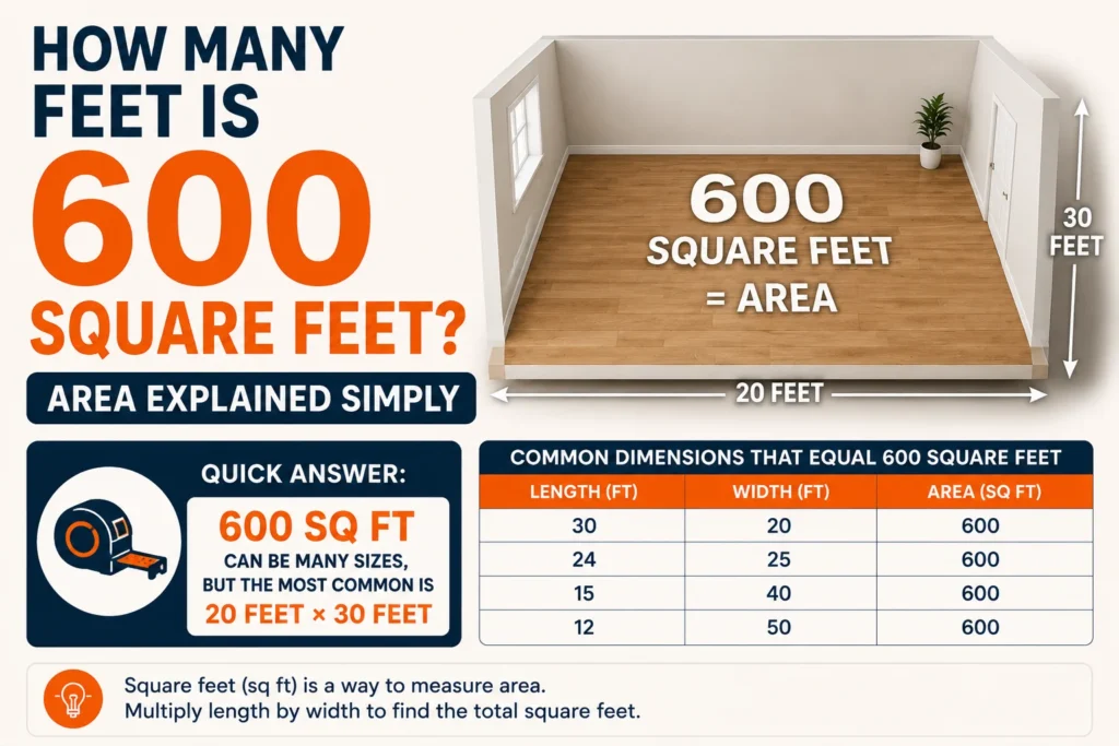 how many feet is 600 square feet