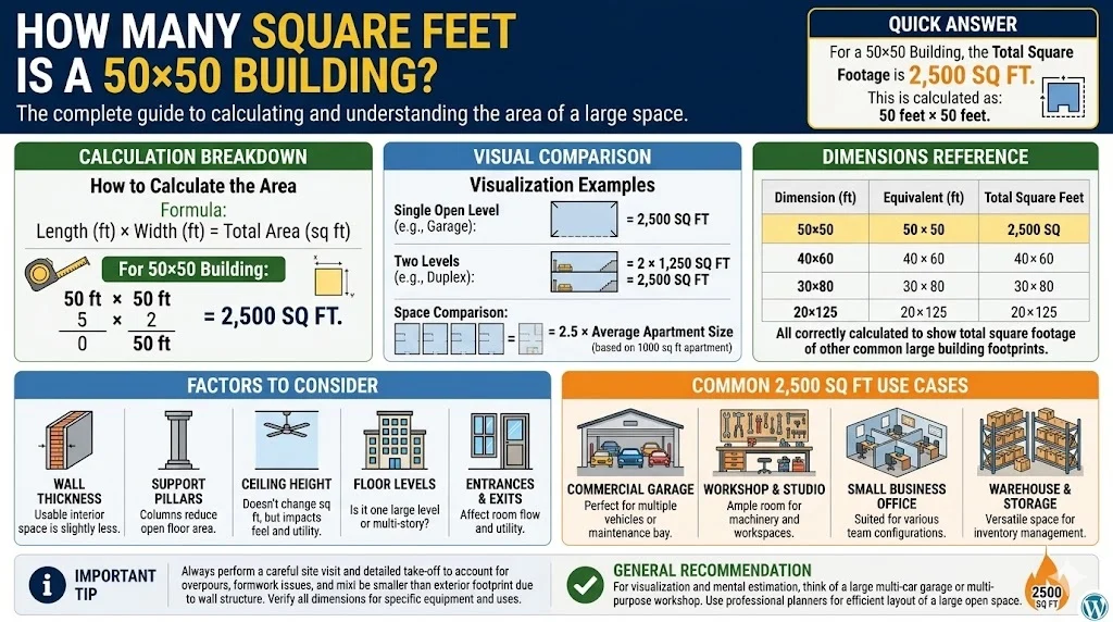 8How Many Square Feet Is a 50×50 Building