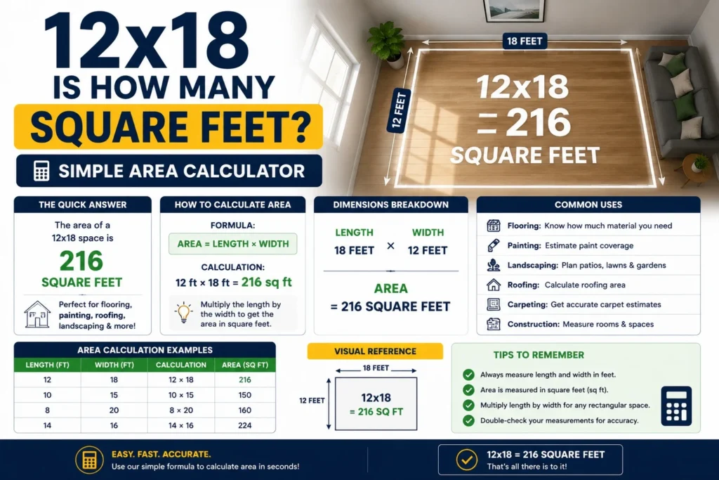 12x18 is how many square feet
