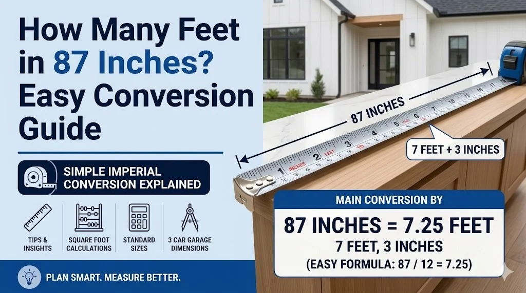 how many feet in 87 inches
