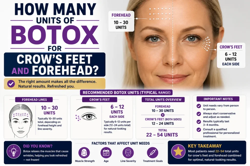 How Many Units of Botox for Crow's Feet and Forehead