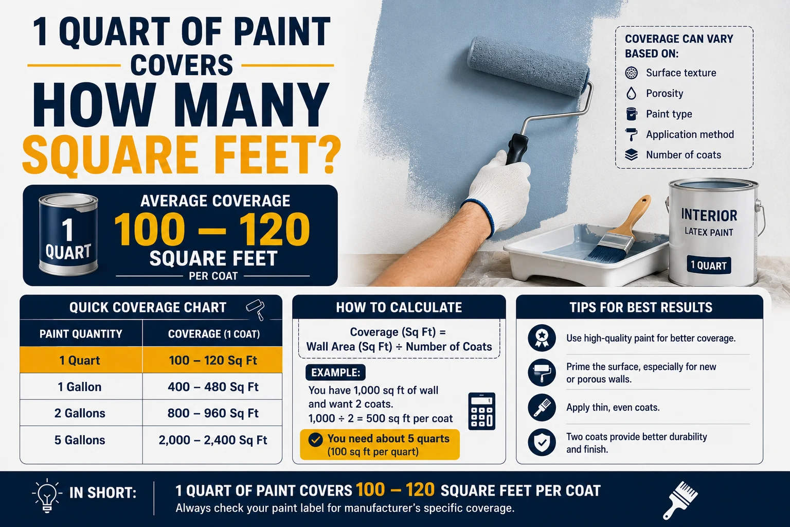 1 Quart of Paint Covers How Many Square Feet