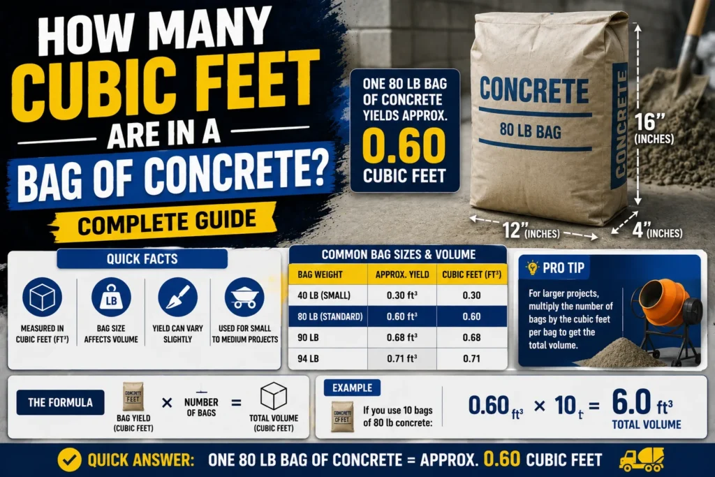 How Many Cubic Feet Are in a Bag of Concrete