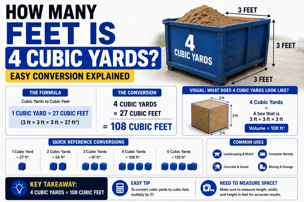 How Many Feet Is 4 Cubic Yards