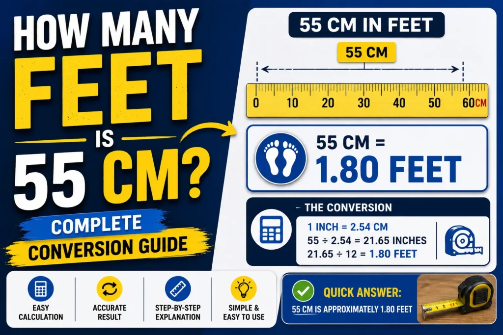 How Many Feet Is 55 cm
