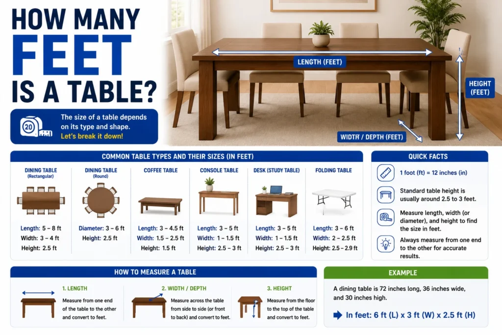 How Many Feet Is a Table