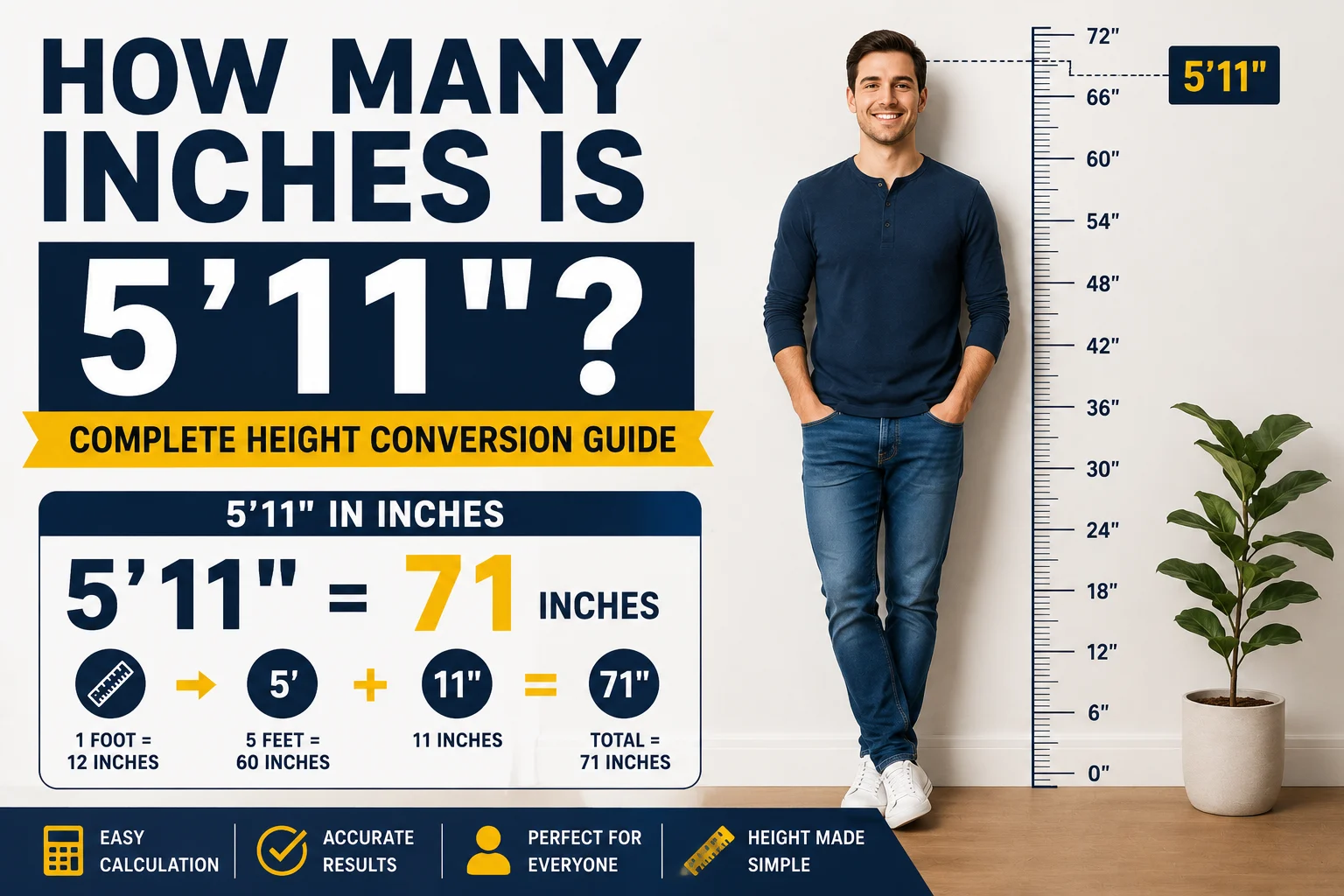 How Many Inches Is 5'11"