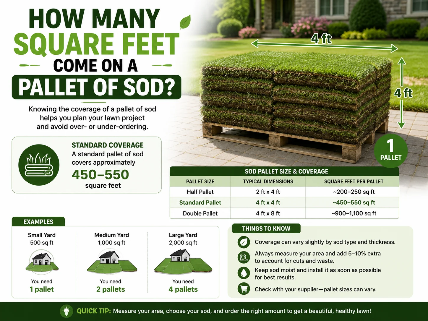 How Many Square Feet Come on a Pallet of Sod