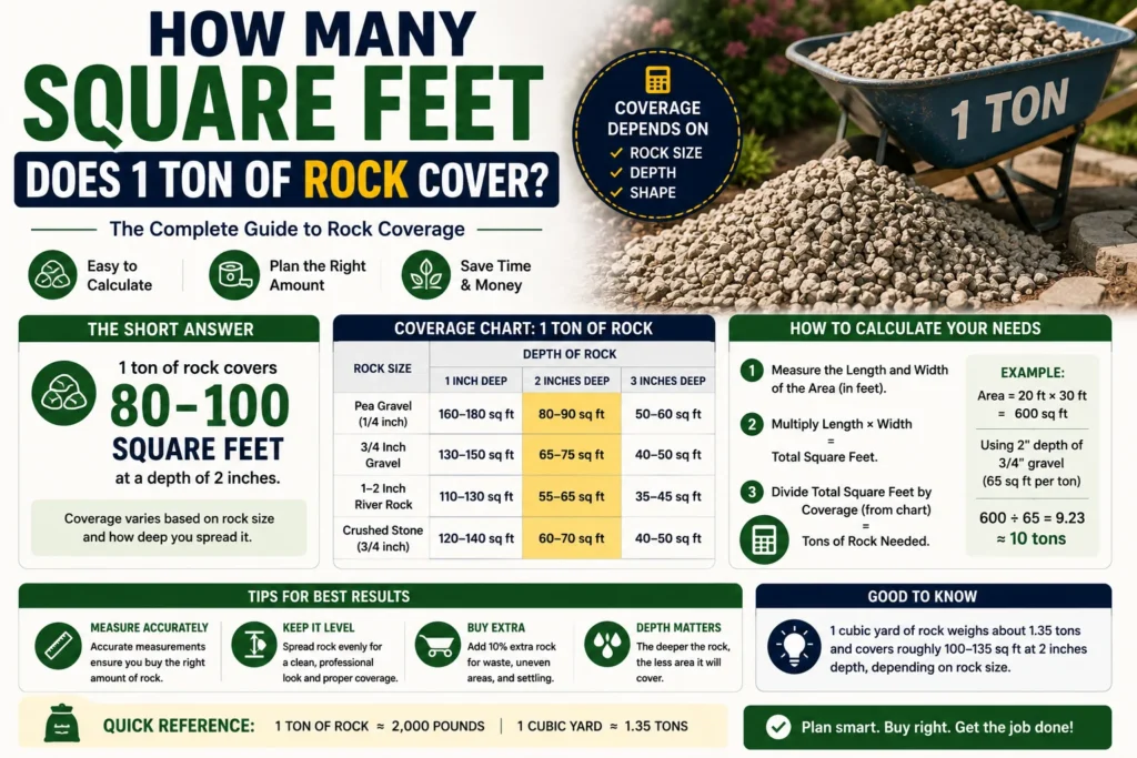 How Many Square Feet Does 1 Ton of Rock Cover