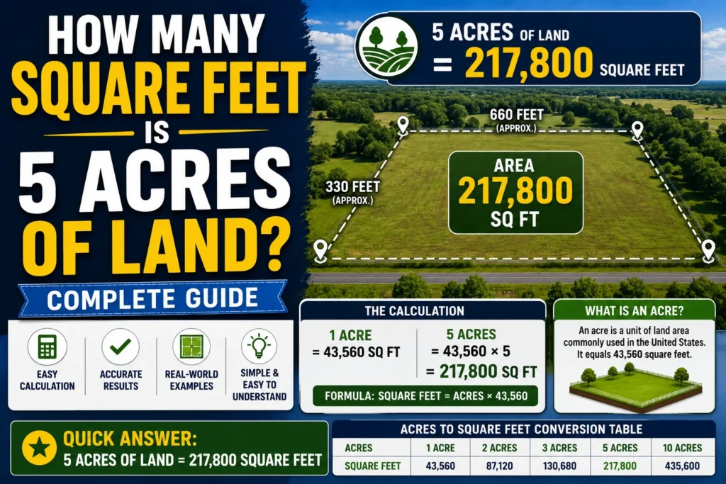How Many Square Feet Is 5 Acres of Land