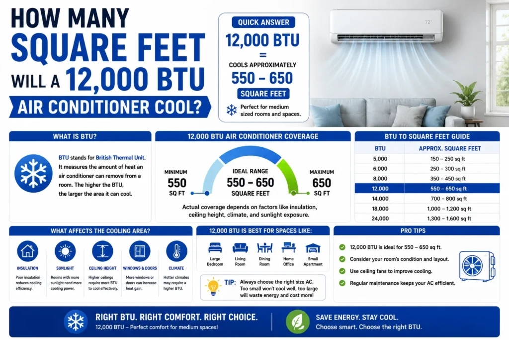 How Many Square Feet Will a 12,000 BTU Air Conditioner Cool
