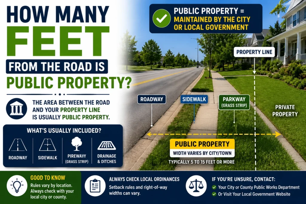 how many feet from the road is public property
