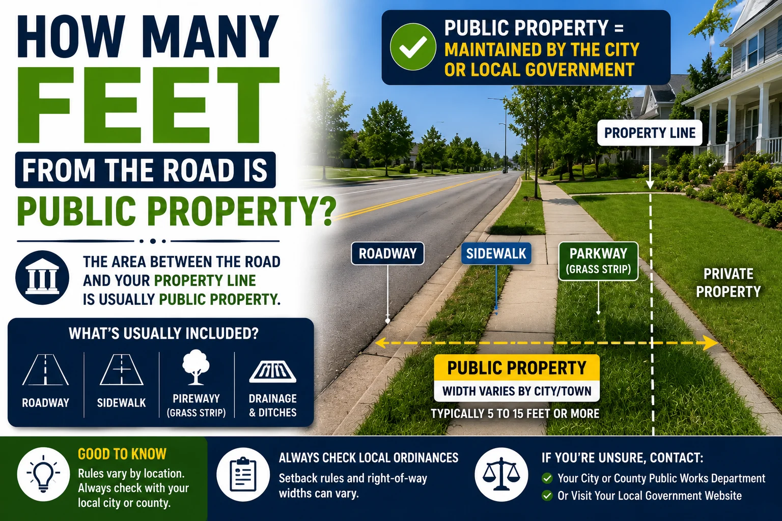 how many feet from the road is public property