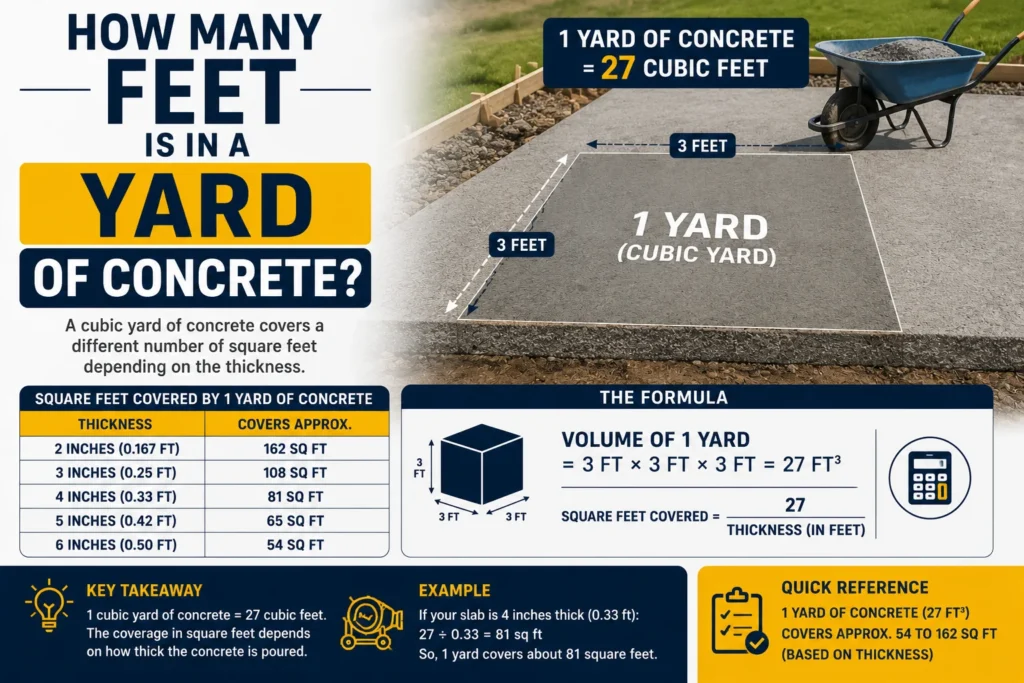 how many feet is in a yard of concrete
