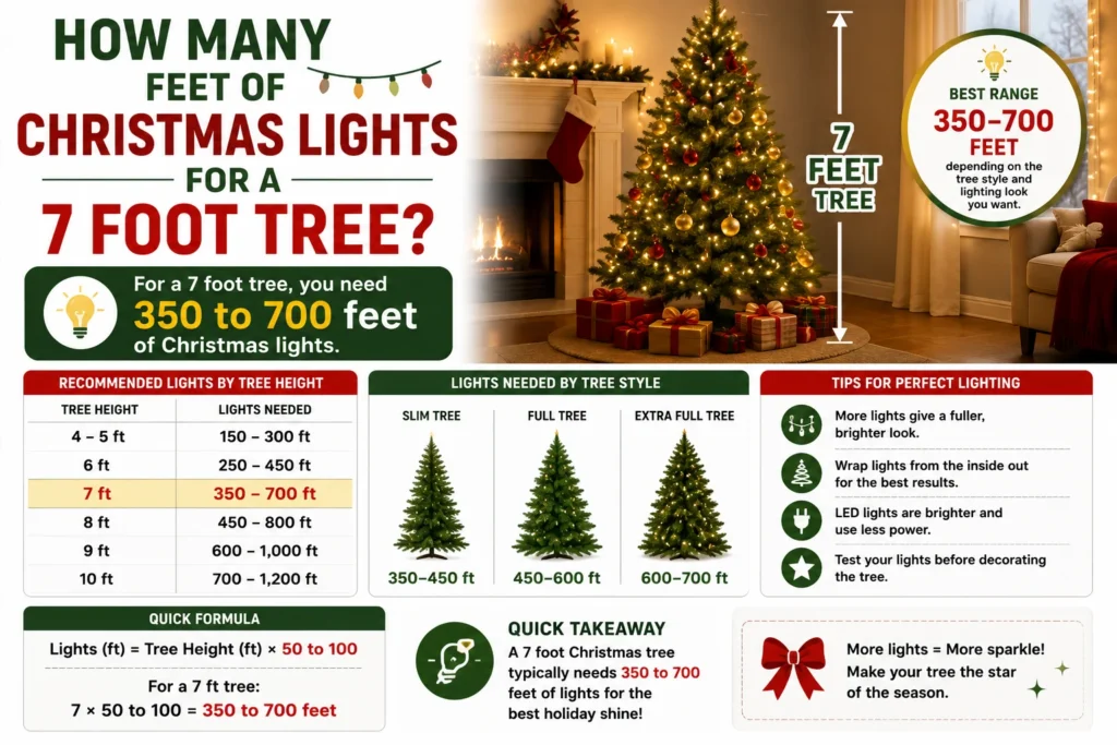 how many feet of christmas lights for 7 foot tree