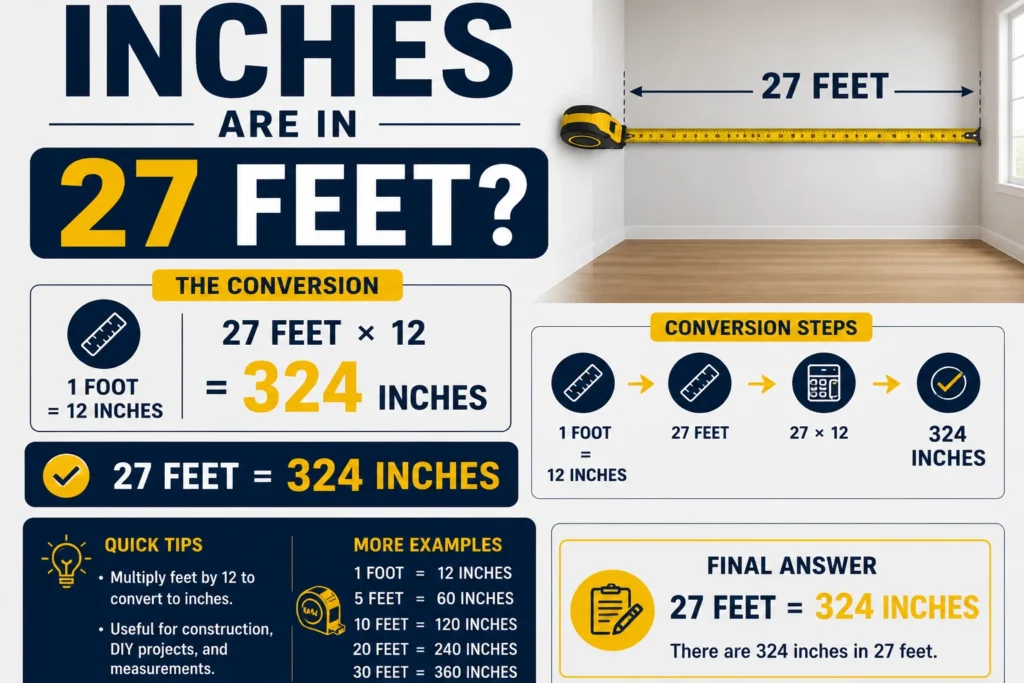 how many inches are in 27 feet