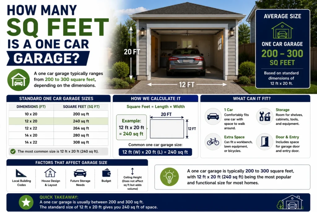 how many sq feet is a one car garage