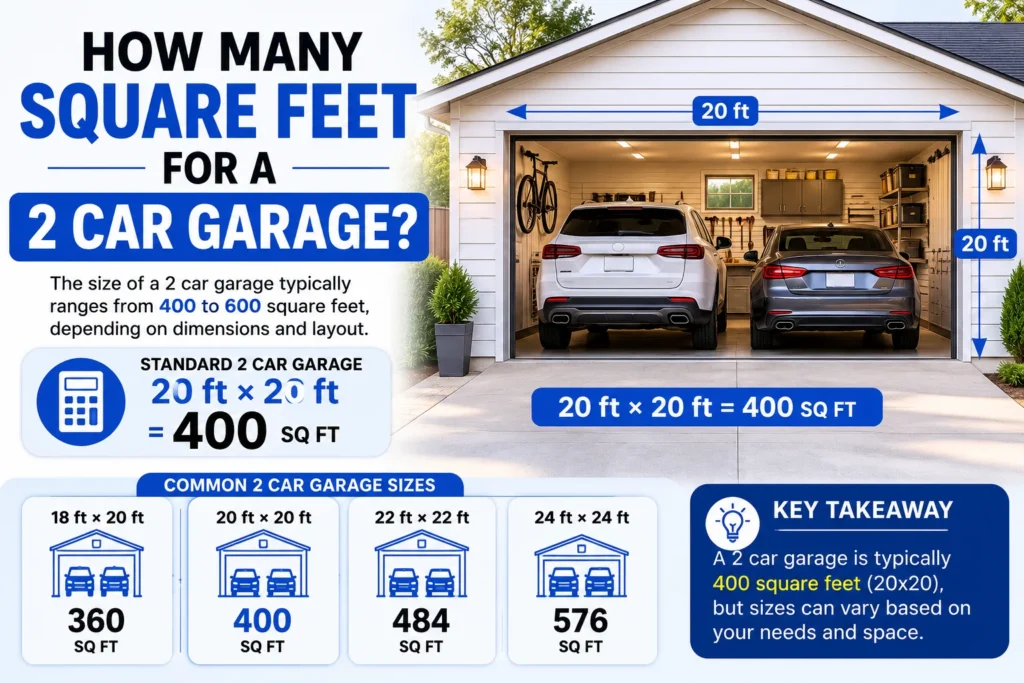 how many square feet for a 2 car garage