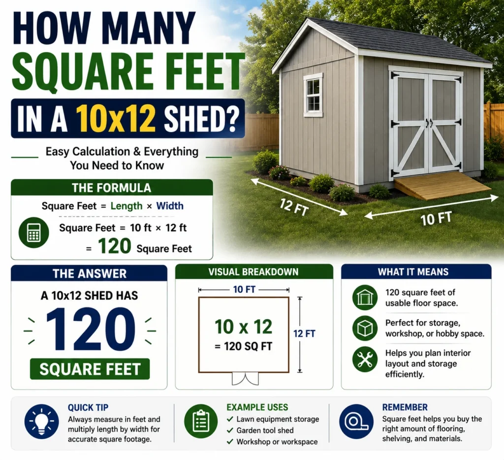 how many square feet in a 10x12 shed