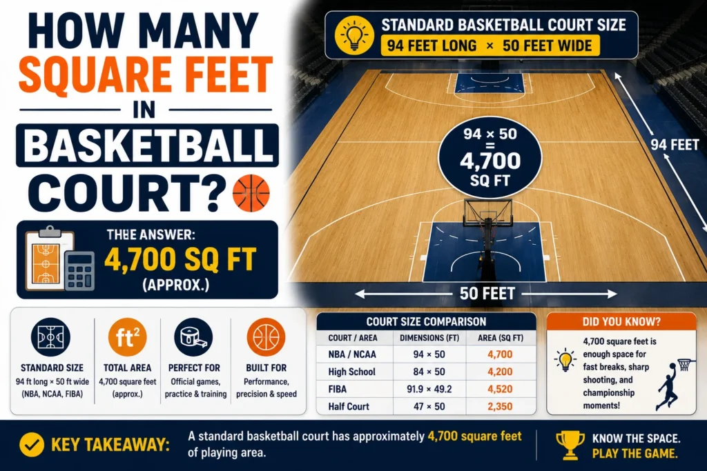 how many square feet in basketball court