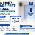 how many square feet is 3x3