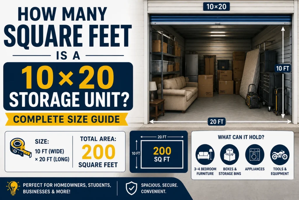 how many square feet is a 10x20 storage unit
