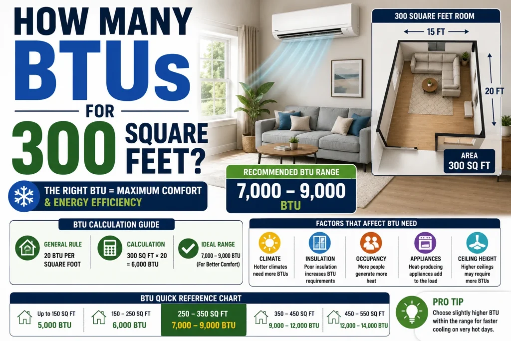 How Many BTUs for 300 Square Feet
