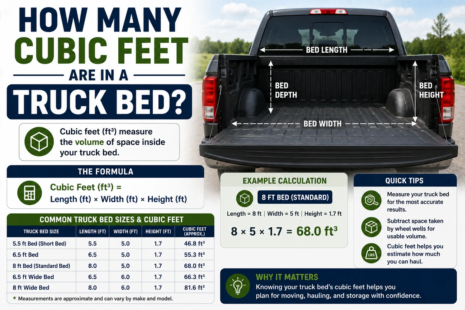How Many Cubic Feet Are in a Truck Bed