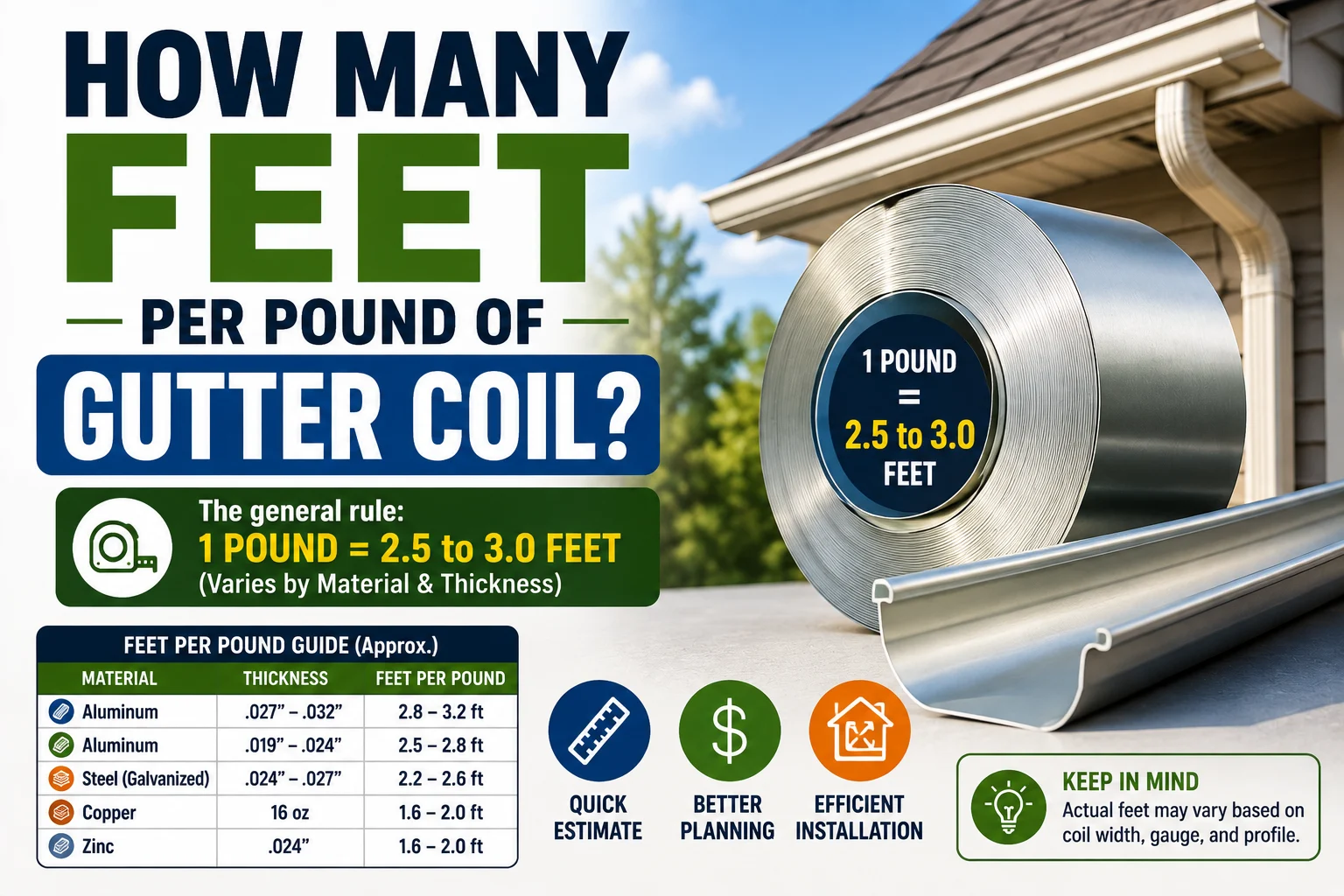 How Many Feet Per Pound of Gutter Coil
