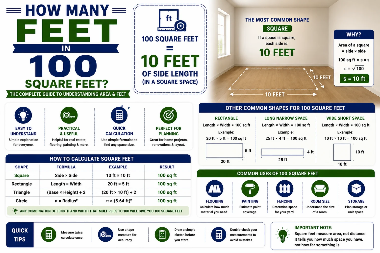 How Many Feet in 100 Square Feet