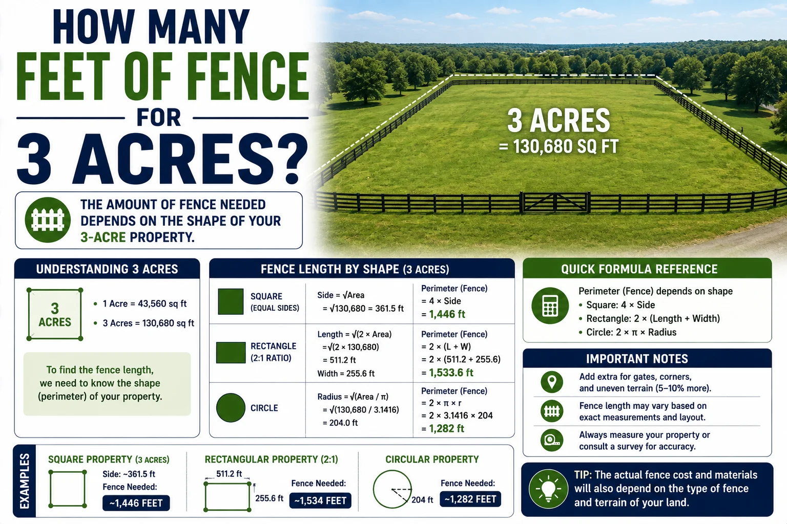 How Many Feet of Fence for 3 Acres