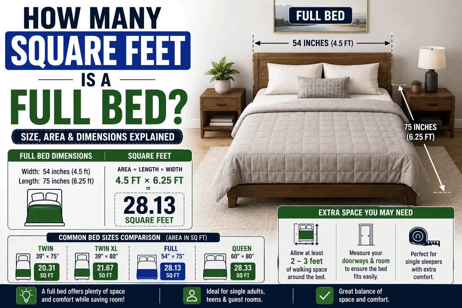 How Many Square Feet Is a Full Bed