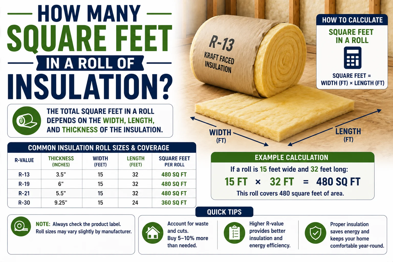 How Many Square Feet in a Roll of Insulation