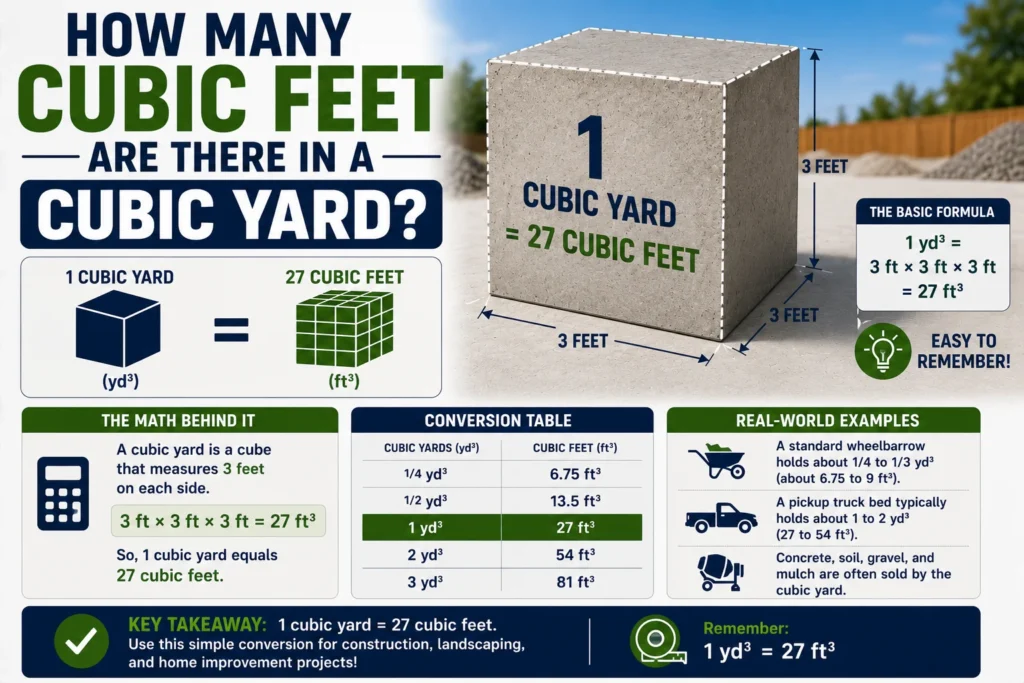 how many cubic feet are there in a cubic yard