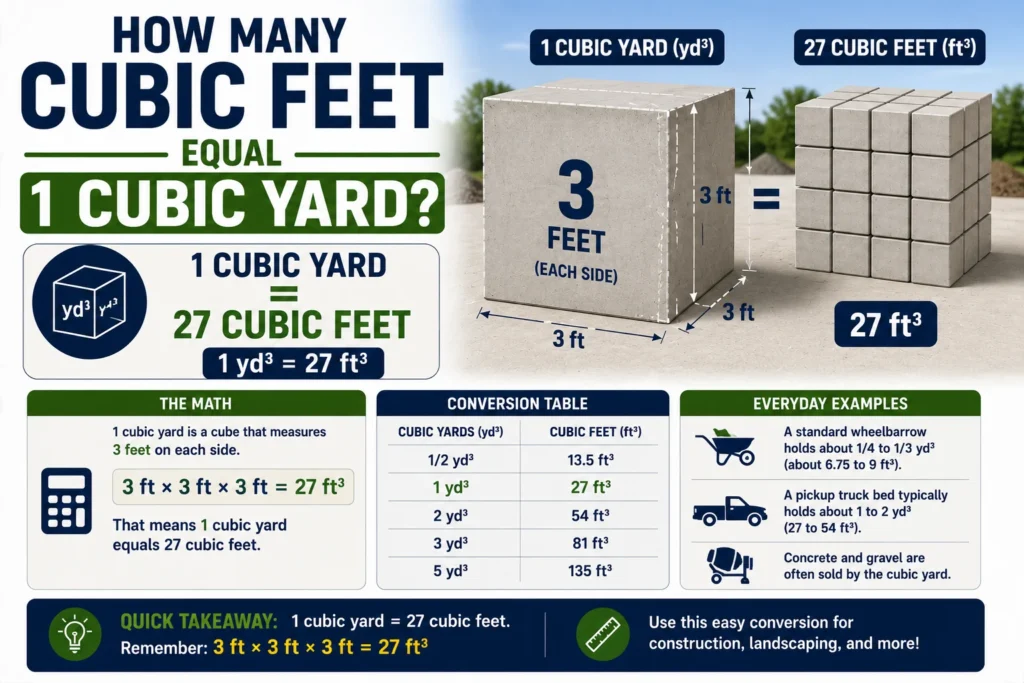 how many cubic feet equal 1 cubic yard